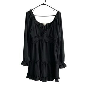 Y2k Women MIni Dress Sz XL Babydoll Ruffle Dark Fairy Whimsagoth
